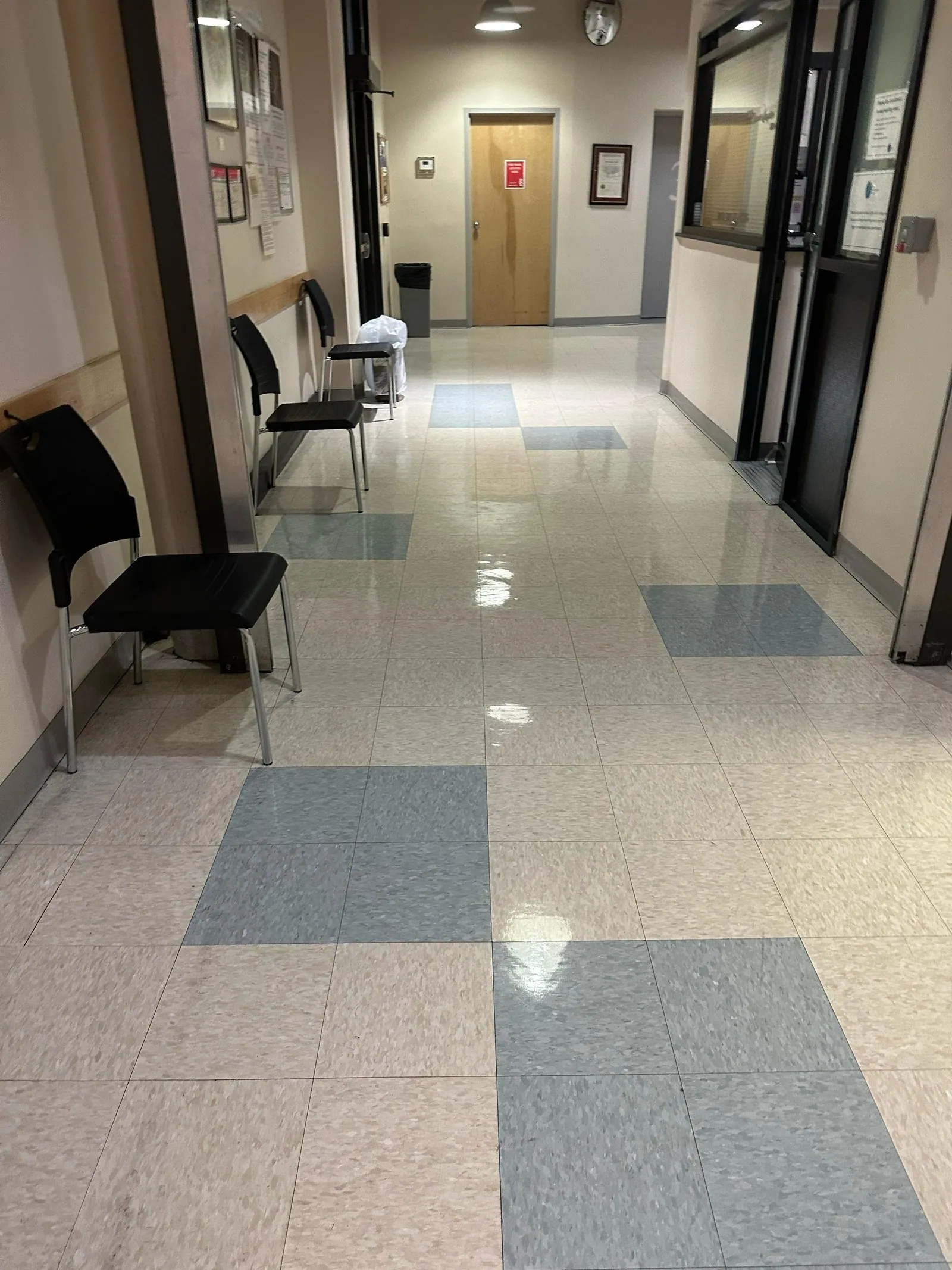Shining tile hallway in a medical building