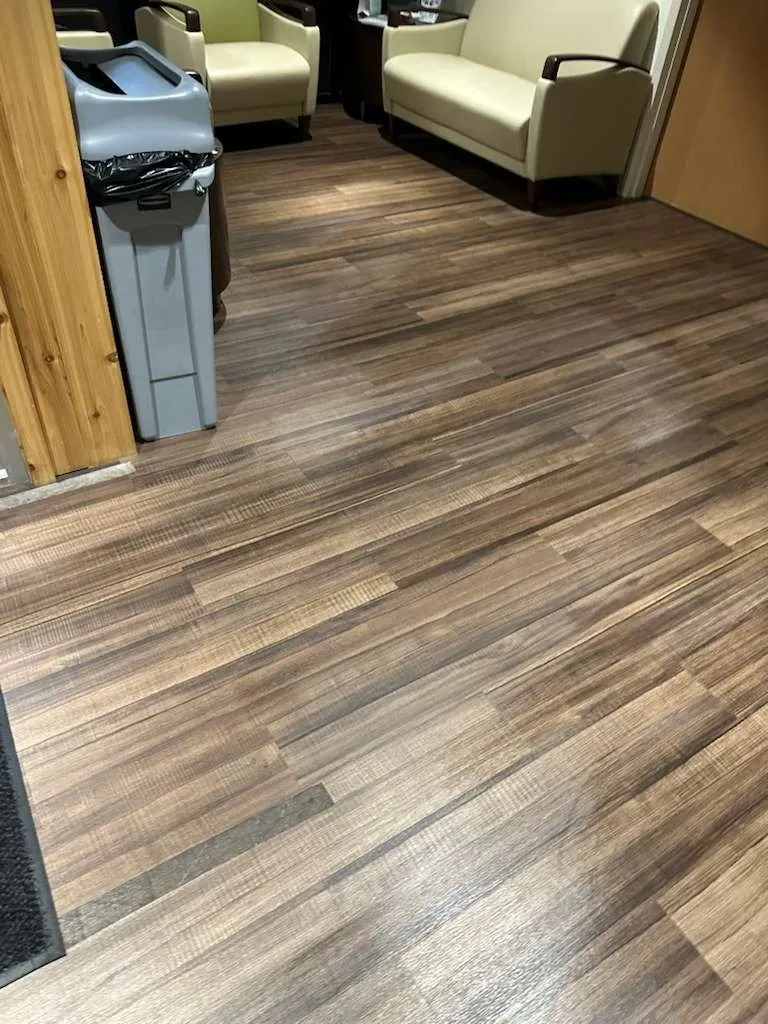 Wood-look vinyl floor in a waiting area